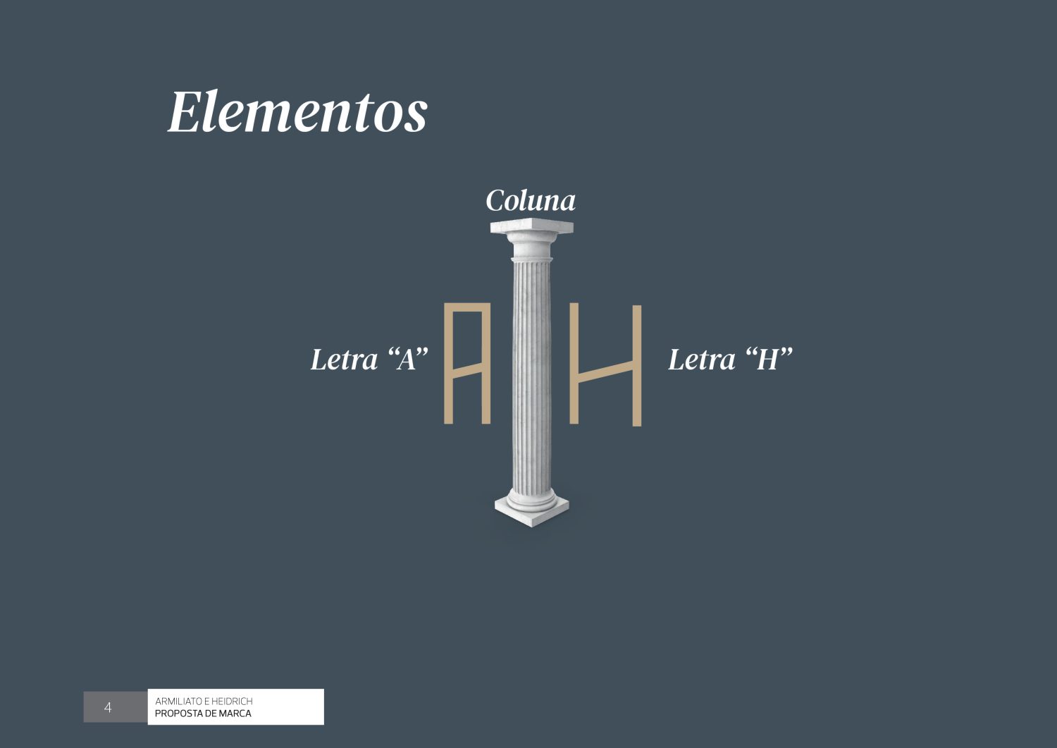 Elementos usados na construção da marca para escritório de advogados